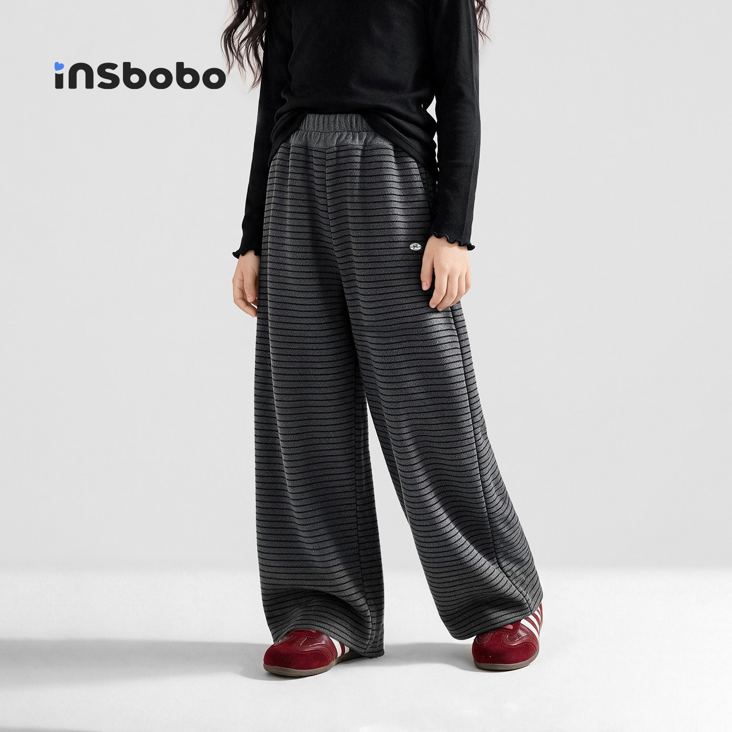 INSbobo童装女童裤子2026秋季新款儿童条纹休闲裤女孩运动裤长裤