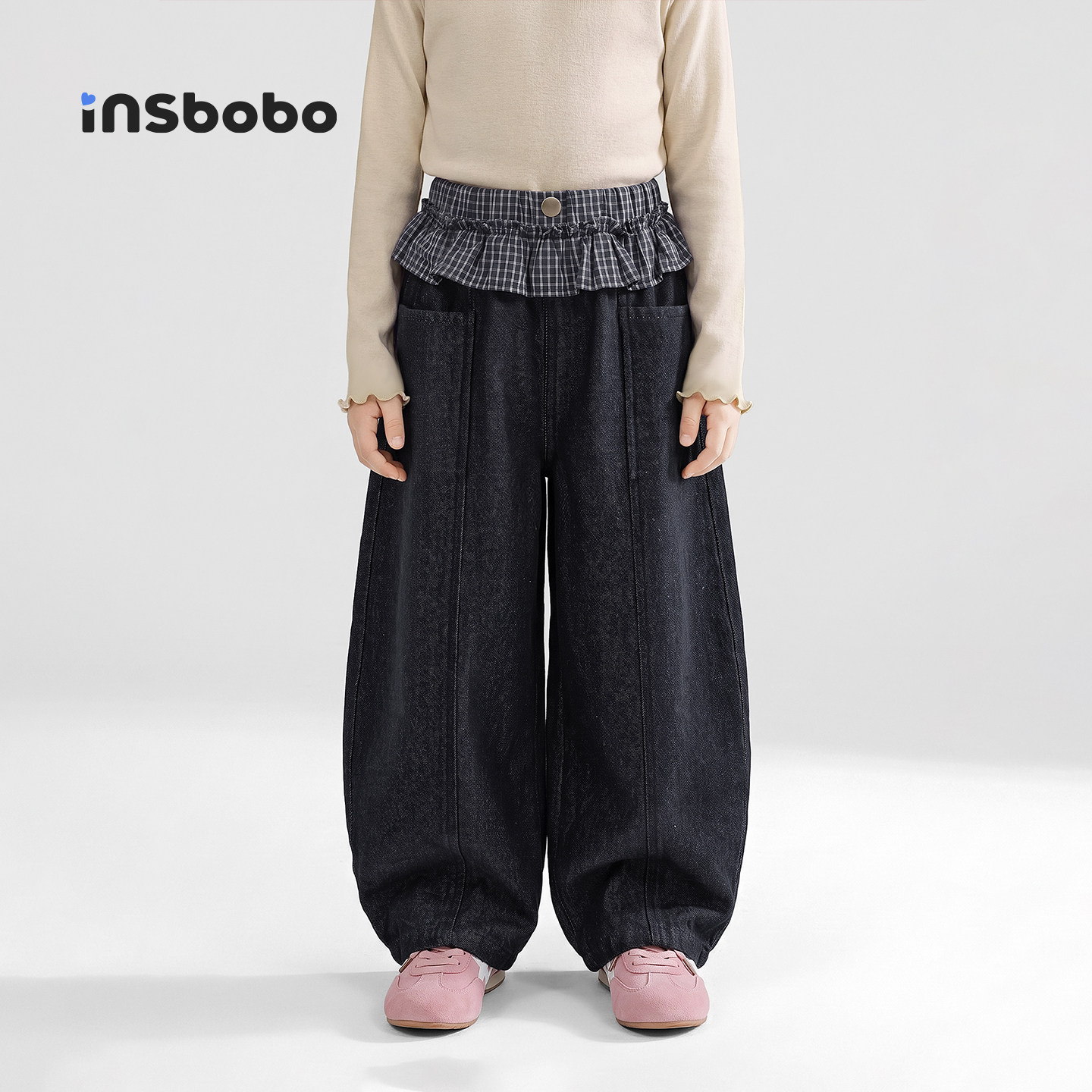 INSbobo童装女童裤子牛仔裤2026秋季新款儿童休闲裤女孩长裤童裤