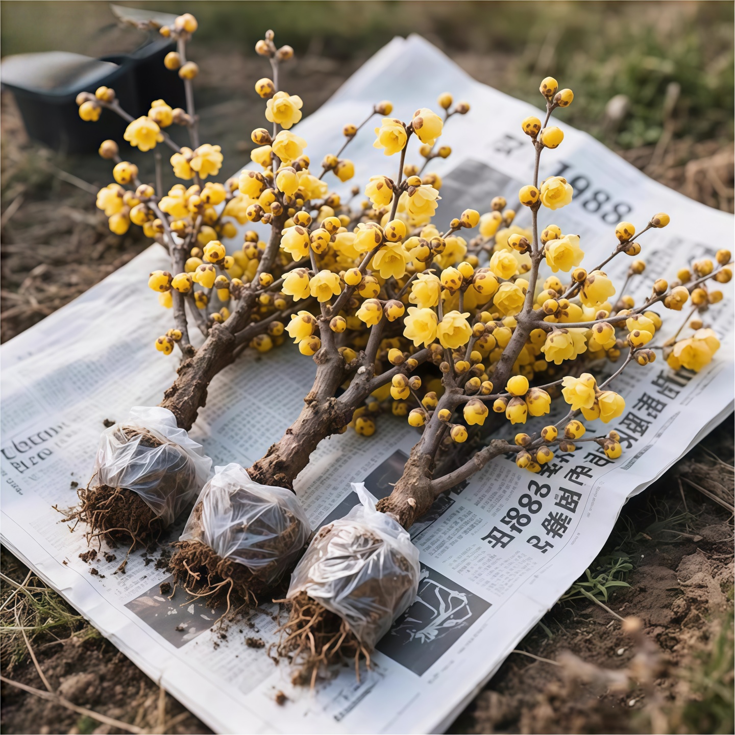 老桩腊梅花树苗盆栽丛生地载