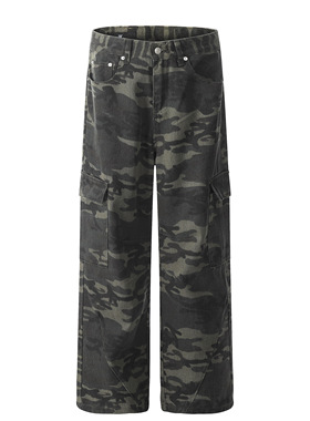 DECEYE 澳洲迷彩工装牛仔裤男款潮牌直筒休闲口袋长裤