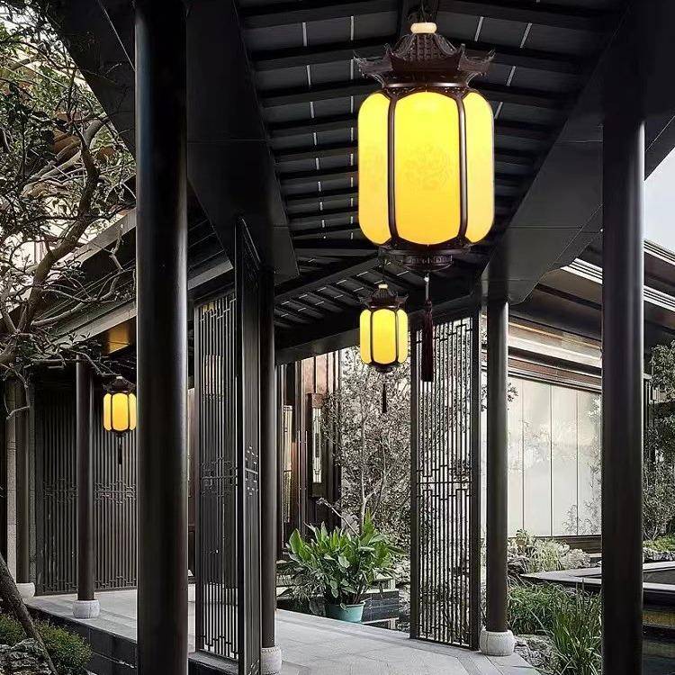 户外吊灯新中式庭院花园走廊大门口别墅凉亭祥云吊灯防水廊桥吊灯