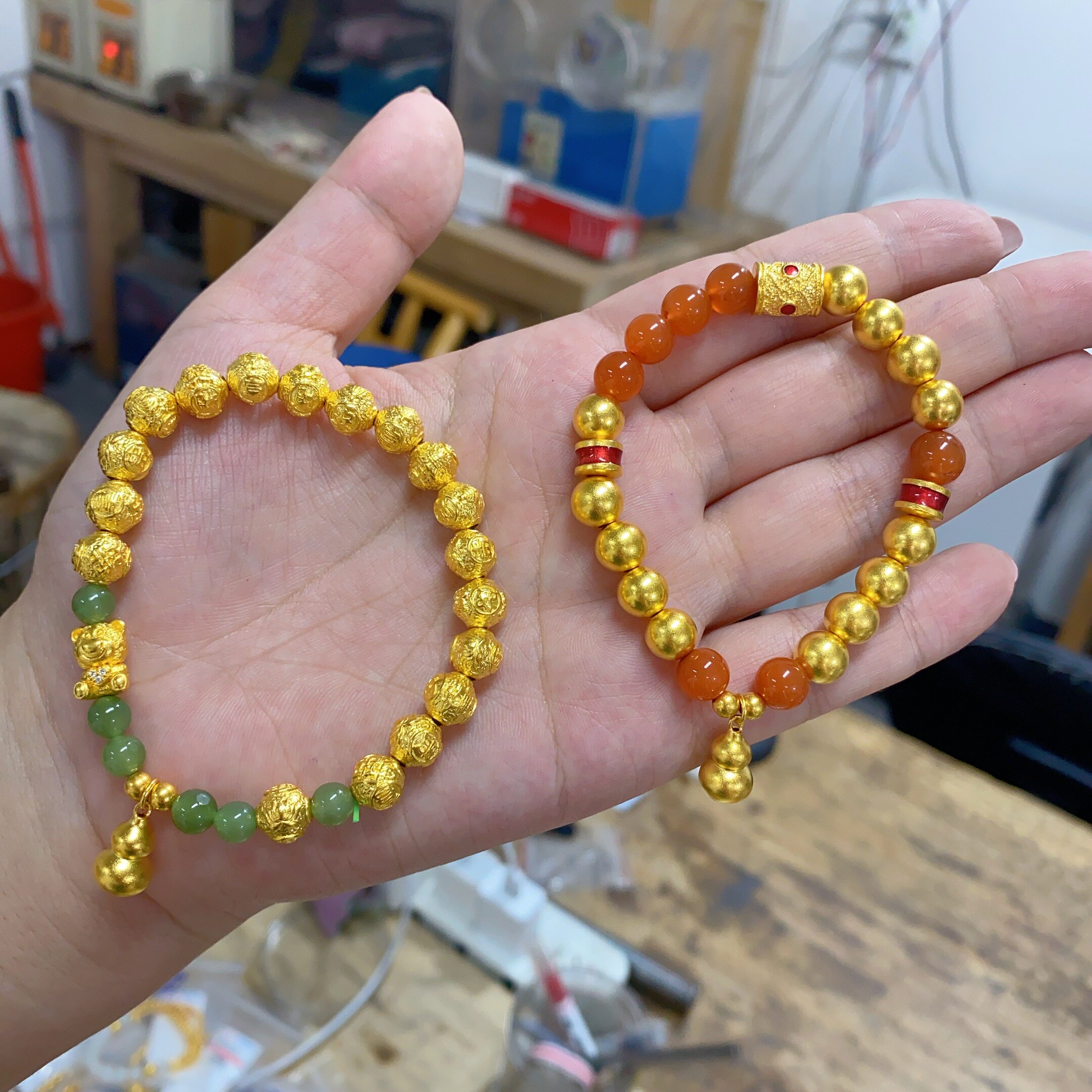 新品金包银手串珐琅彩镶钻古法葫芦手链可diy散珠七夕节礼物女友