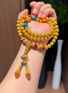 盛尊金包银南瓜佛珠项链2025新款