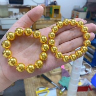 经典光珠圆珠金包银手串佛珠散珠可diy金店同款黄金包银大气时尚