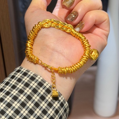 五帝钱手链金包银盘缠手串