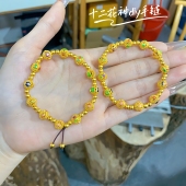盛尊金包银十二花神手链diy古法圆珠手串2025黄金同款 送生日礼物