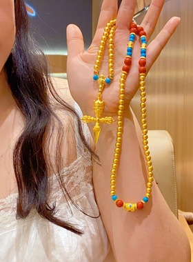 黄金包银十字金刚杵项串可DIY