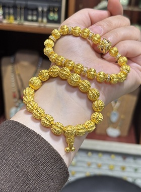 金包银手串男女新款核桃珠金刚菩提情侣手链轻奢高级感送生日礼物