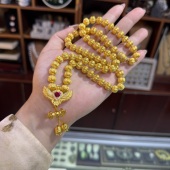 盛尊金包银项串女南瓜珠圆珠新款 项链天使之翼宝石镶嵌情人节礼物