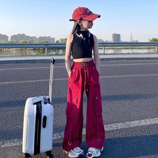 萌宝街女童白色工装裤夏季薄款速干美式裤子高腰爵士舞休闲洋气裤