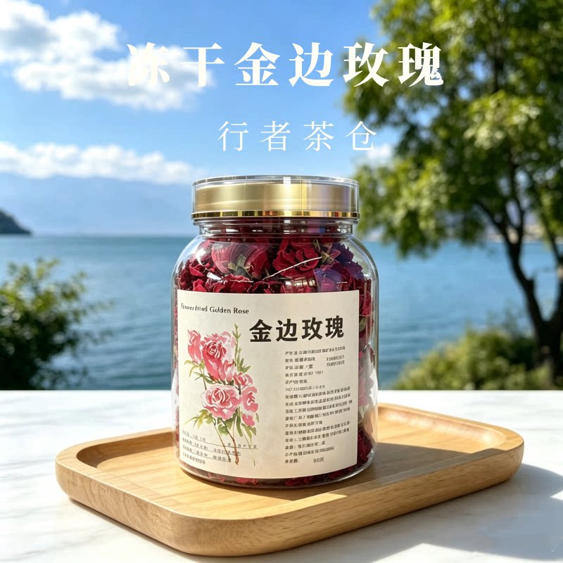 云南冻干洛神花玫瑰茄中药材伴手礼冻干墨红玫瑰金边玫瑰花茶泡水