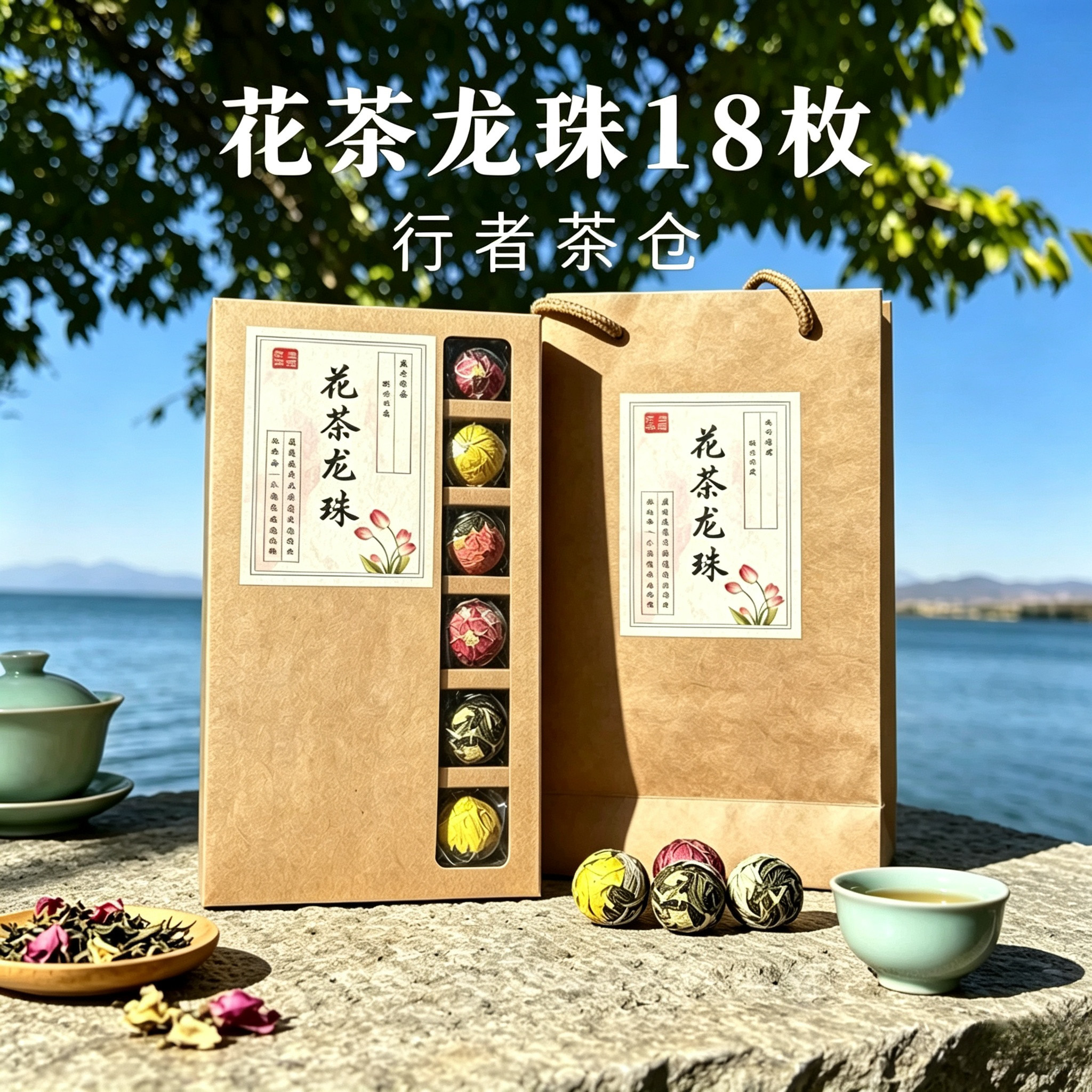 云南龙珠花茶18枚伴手礼普洱滇红玫瑰茉莉大理花茶礼盒团购批发