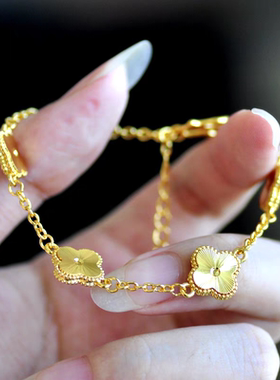 S纯银925幸运四叶草五花手链实惠