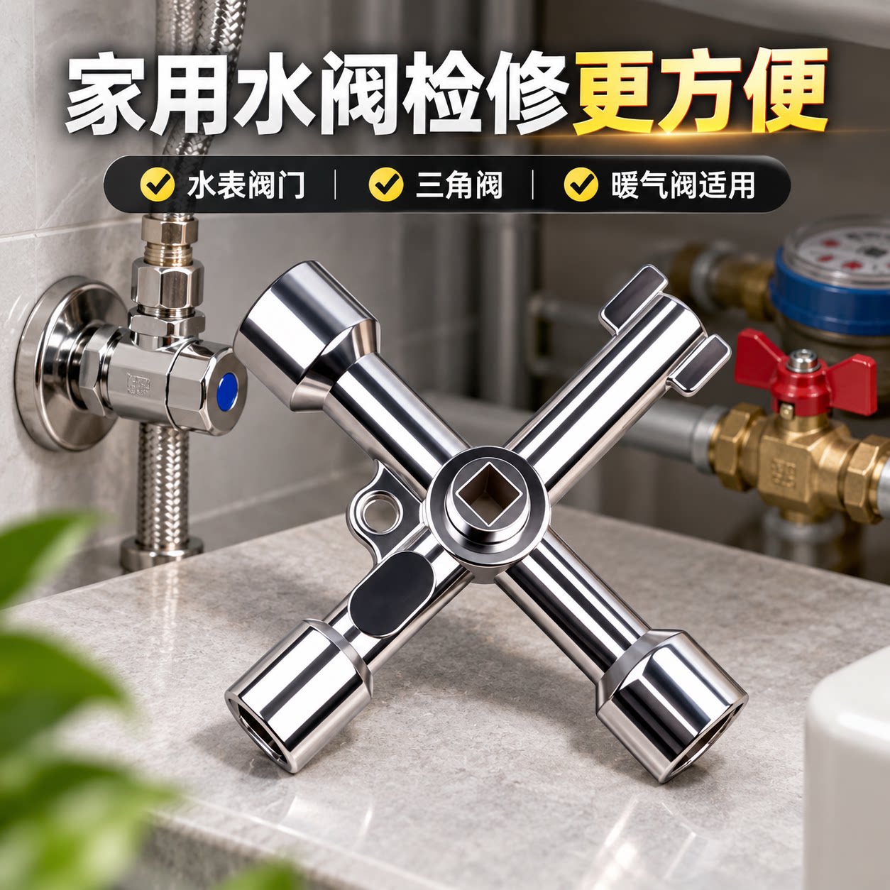 水表前三角阀通用内三角扳手