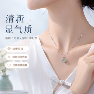 新中式银色福袋项链女2026新款网红爆款轻奢气质吊坠不掉色锁骨链