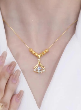 银杏叶钛钢锁骨链女款防过敏