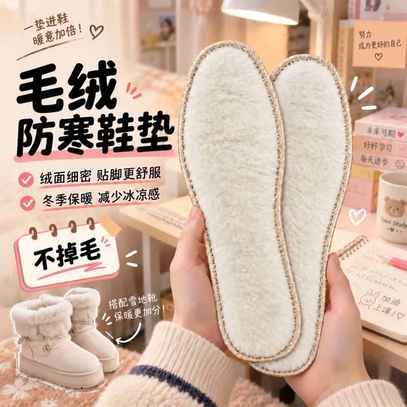 女士冬季加绒加厚保暖鞋垫
