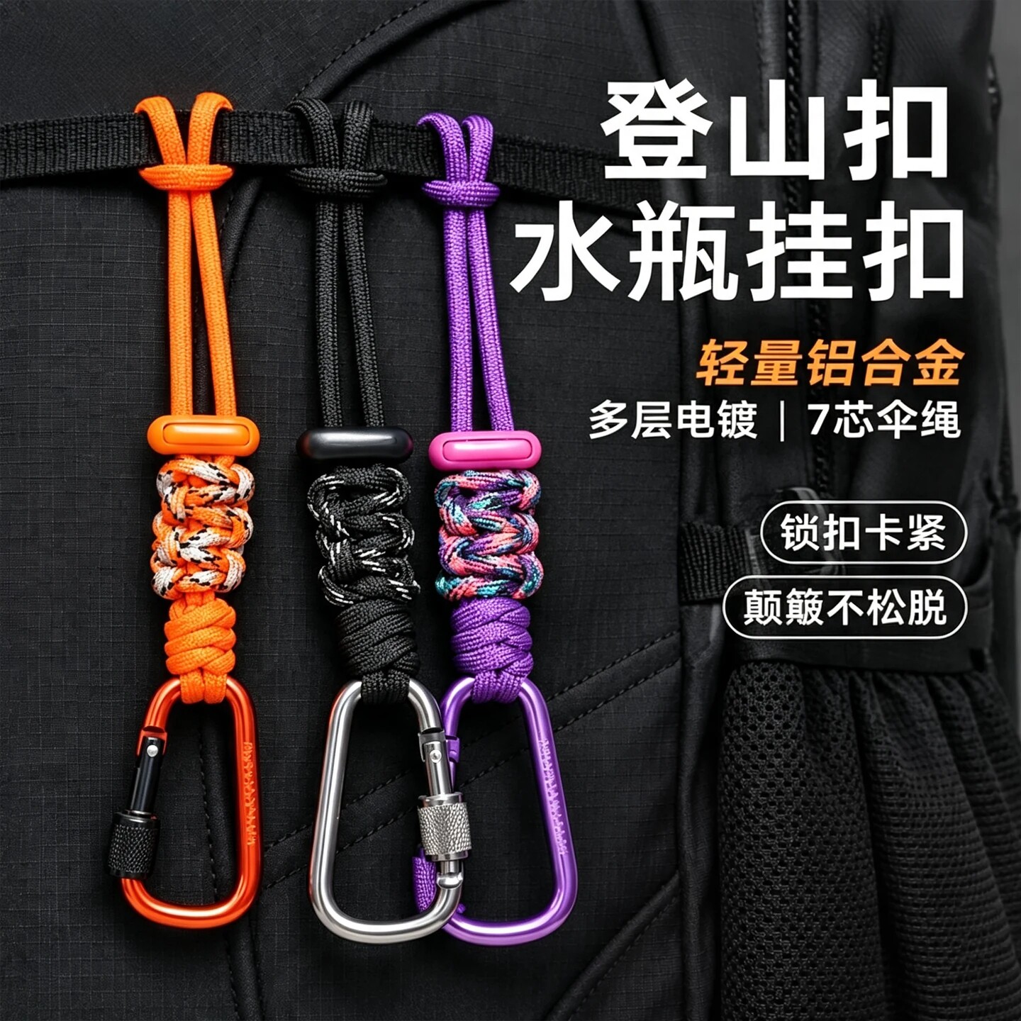 户外登山扣水瓶挂钩多功能挂绳