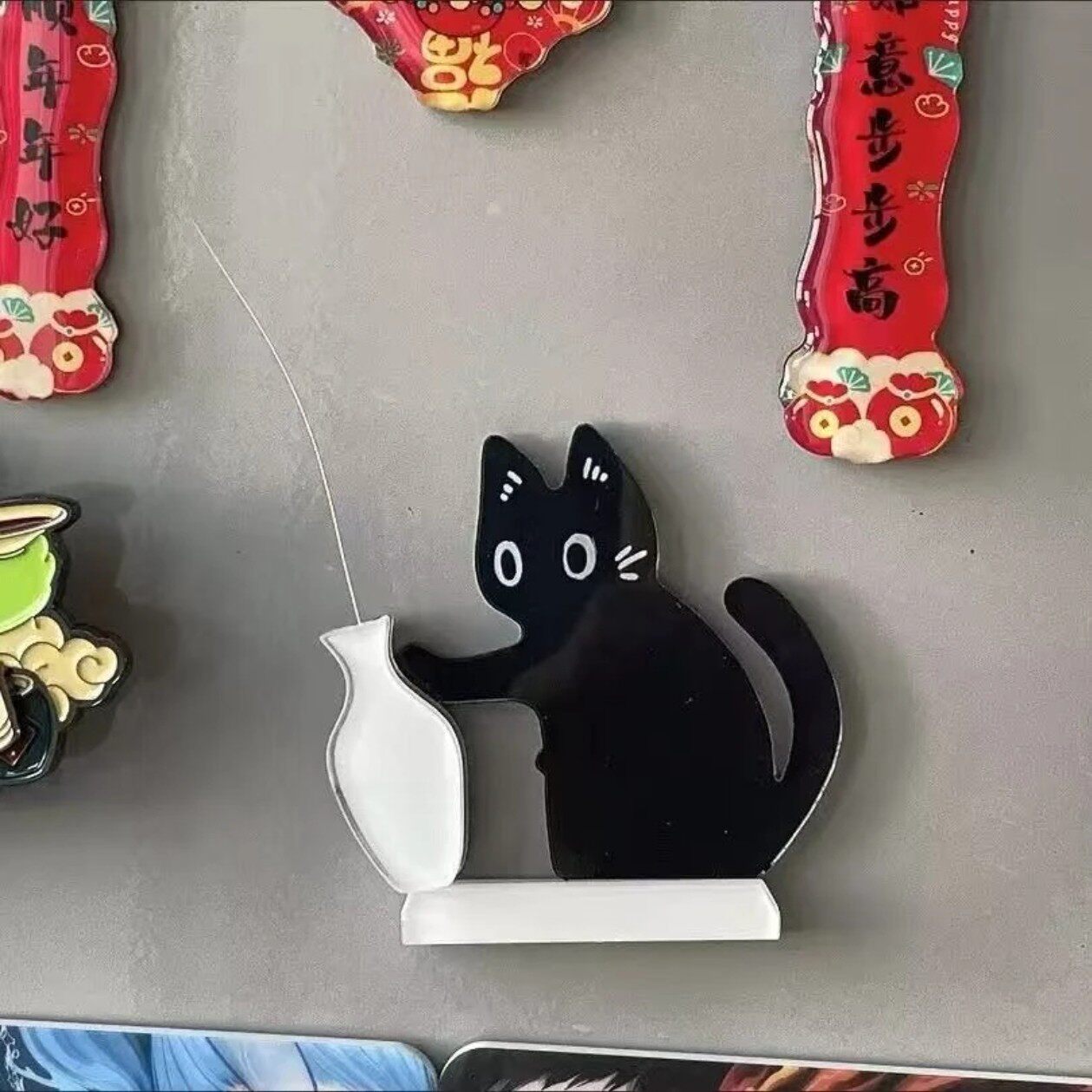 磁吸猫咪胡须冰箱贴收纳摆件