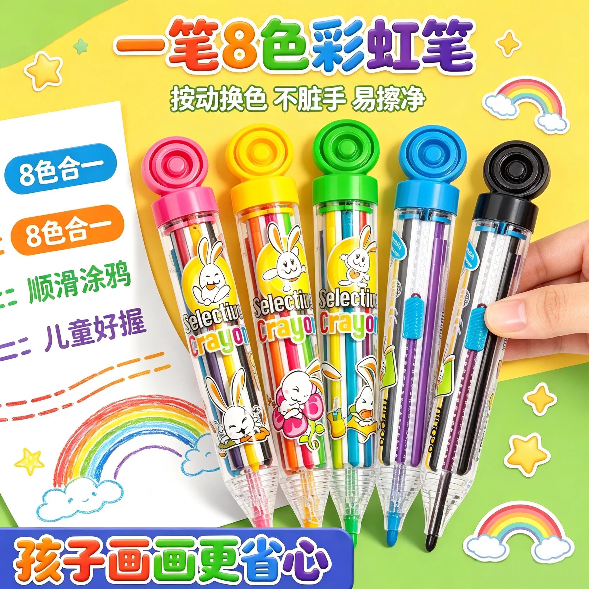绘画画八色多色合一宝宝彩色笔