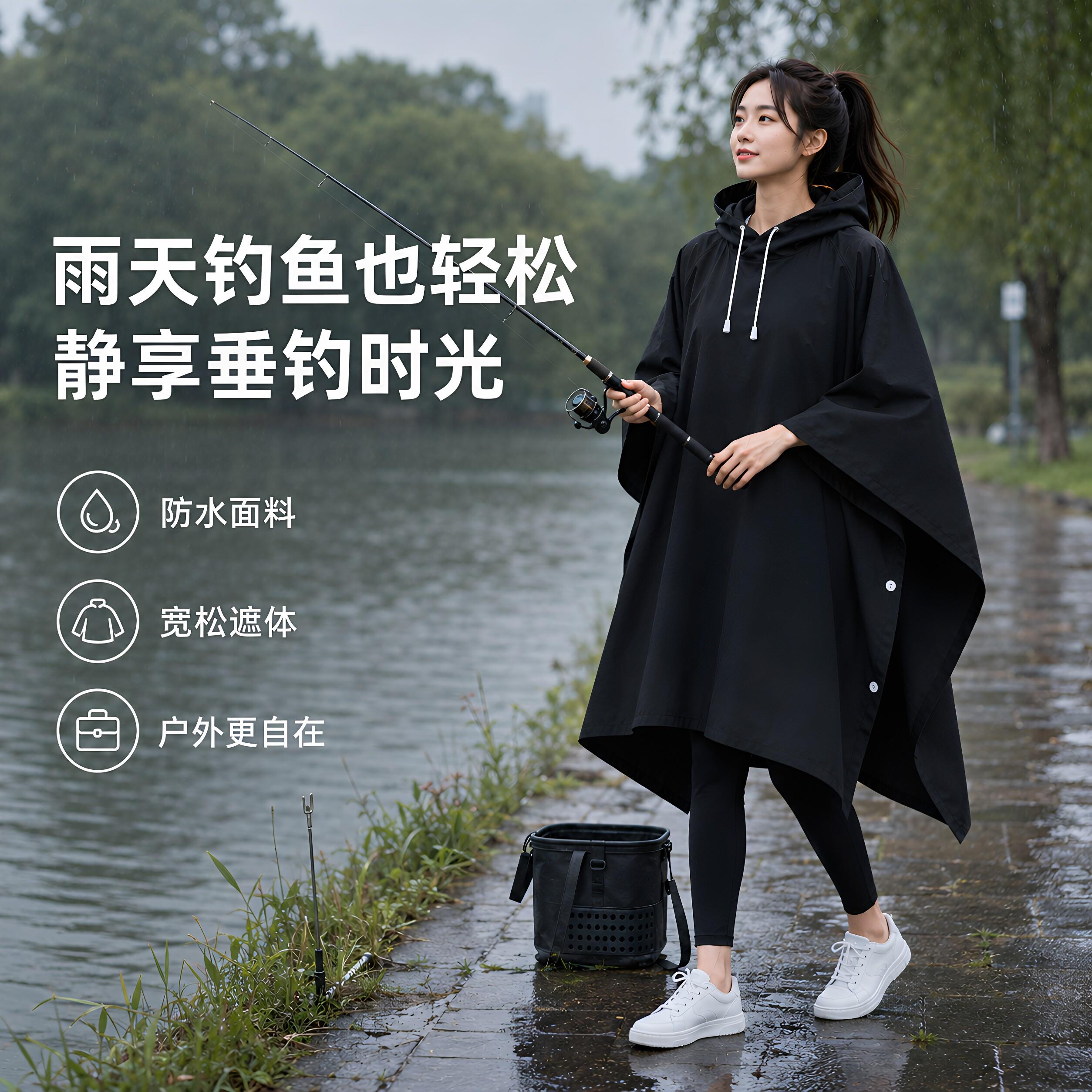 三合一轻量防水徒步斗篷雨衣