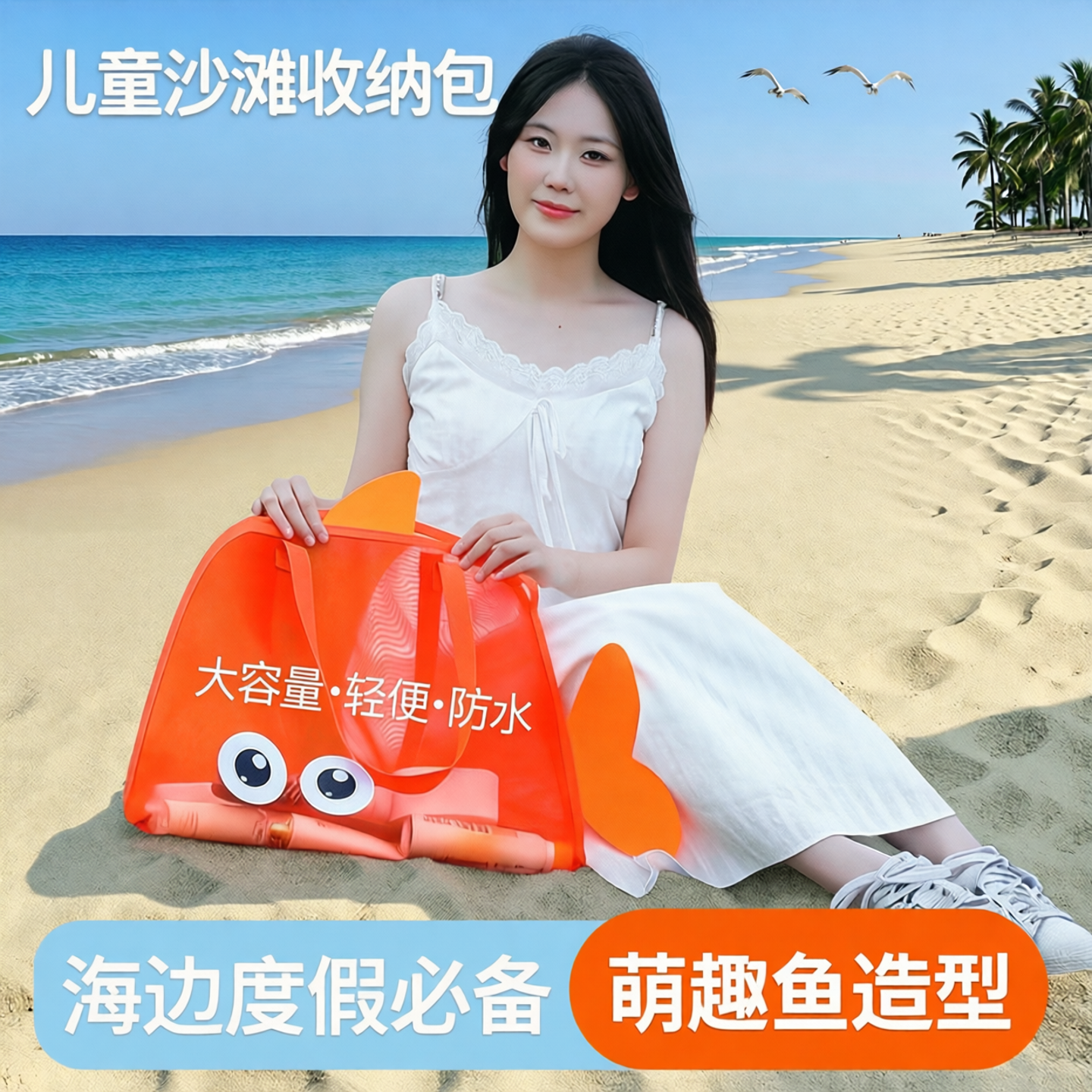 儿童沙滩网兜大容量单肩收纳包