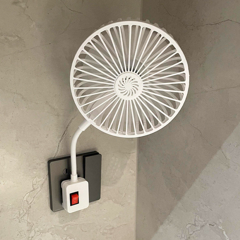 厨房专用小电风扇2026新款壁挂式三插座万向强力风扇家用小型静音