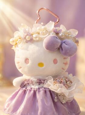 正版helloKitty包包挂件毛绒玩偶钥匙扣可爱公主装哈喽kt挂饰礼物