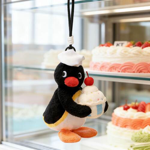 正版优迈pingu企鹅包挂件可爱卡通毛绒玩偶带蛋糕香味挂饰钥匙扣