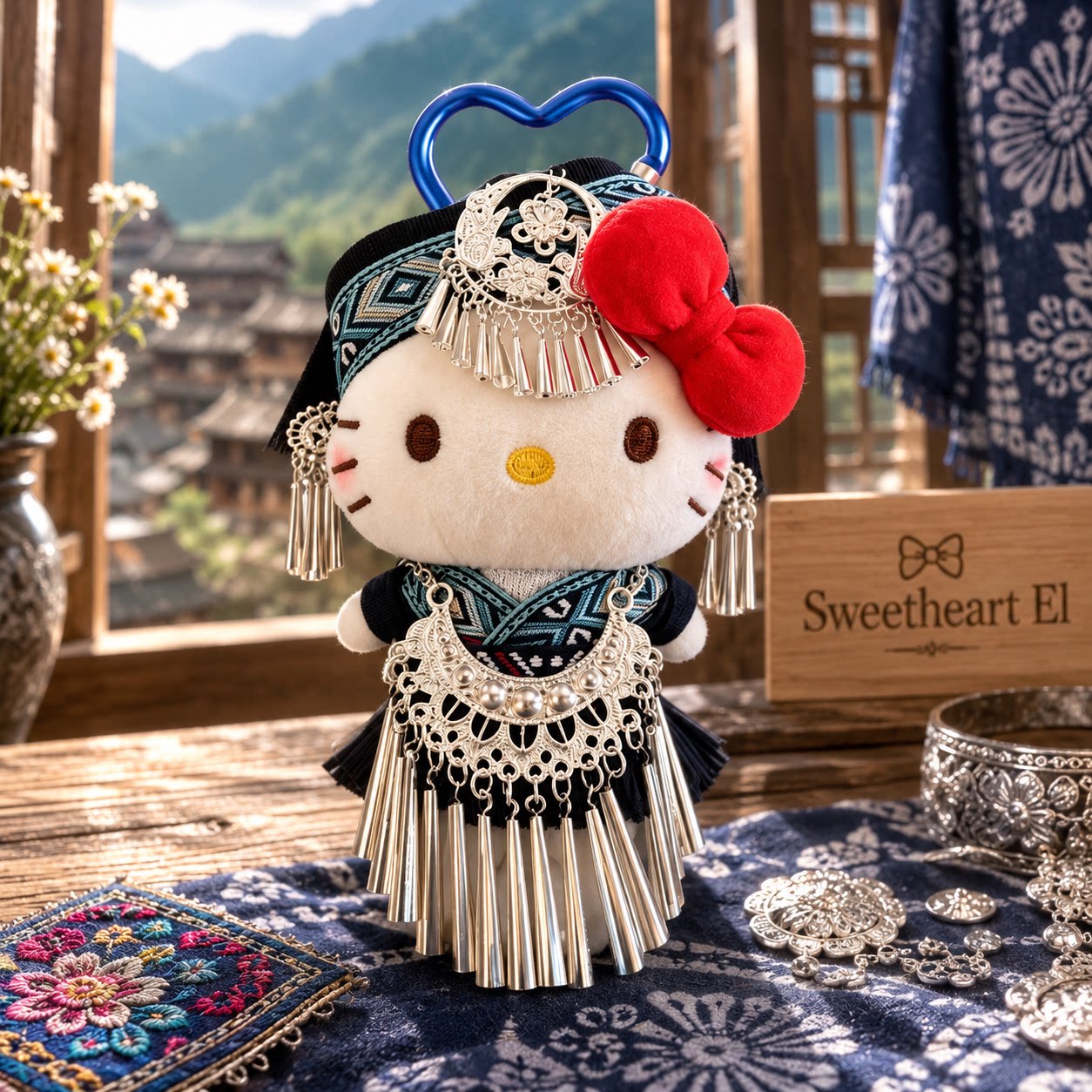 正版HelloKitty民族风流苏包挂件挂饰卡通玩偶公仔钥匙扣女生礼物