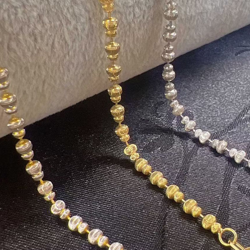 18K金素金葫芦手链项链车花珠