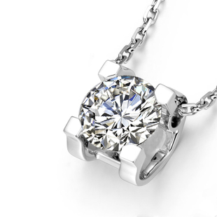 Pt950铂金实验室人工培育钻石项链18K白金牛头玫瑰金黄金单坠吊坠