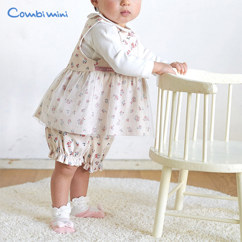康贝Combi mini夏季新款婴幼童女童围裙&短裤套装