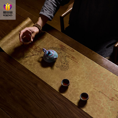 爱奇葩 原创虎啸中式禅意桌旗茶席垫子防水桌旗布高级茶桌垫布