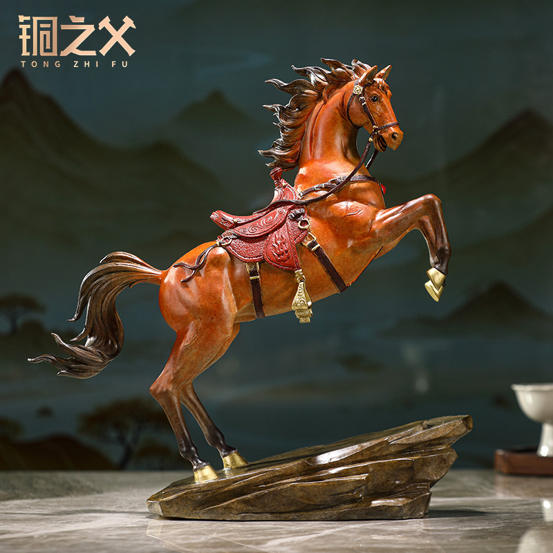 铜之父黄铜传世战马马摆件吉祥物高级感装饰品家居马到成功办公室