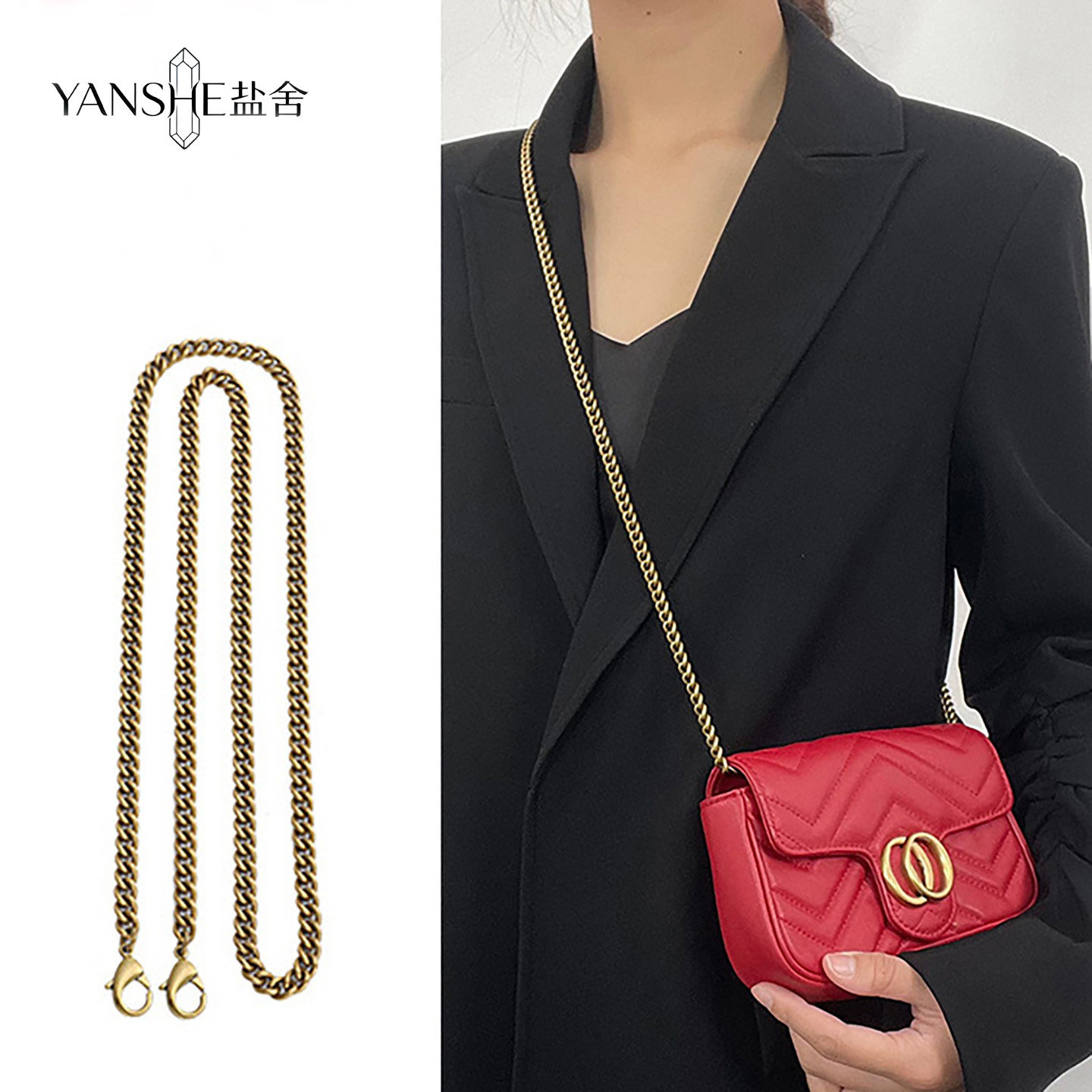 适用coach蔻驰麻将包肩带链条配件替换nolita手袋斜挎腋下包链子