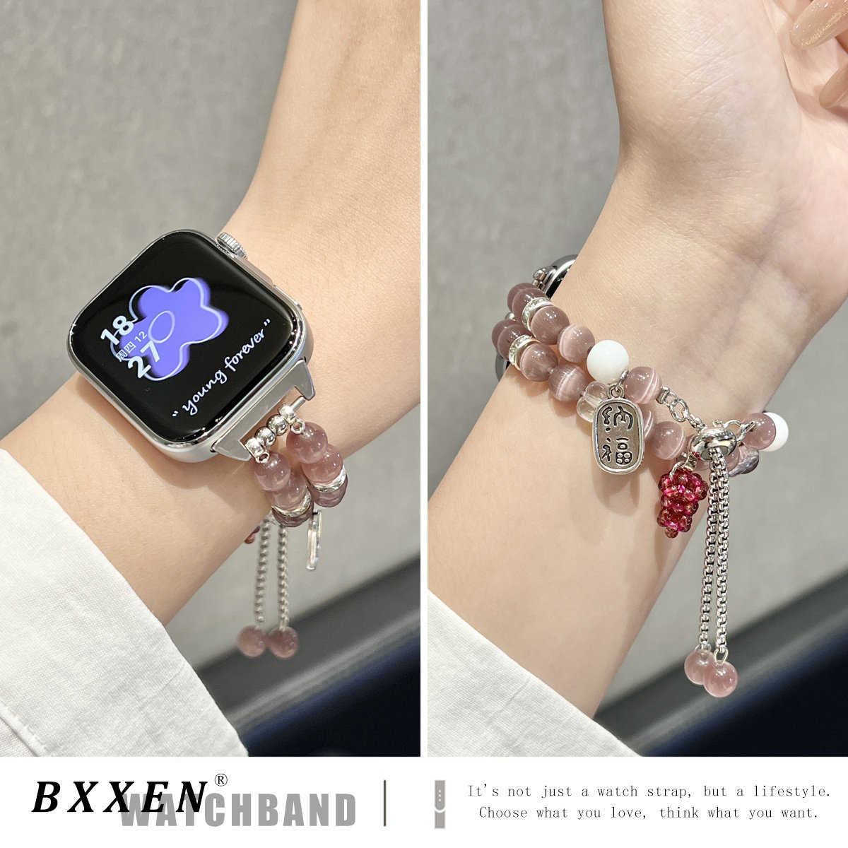 适用华为fit5手表表带新款Fit4pro平安纳福串珠Fit3时尚fit三四代女款创意高级感fit2替换带智能fit小众夏天图片