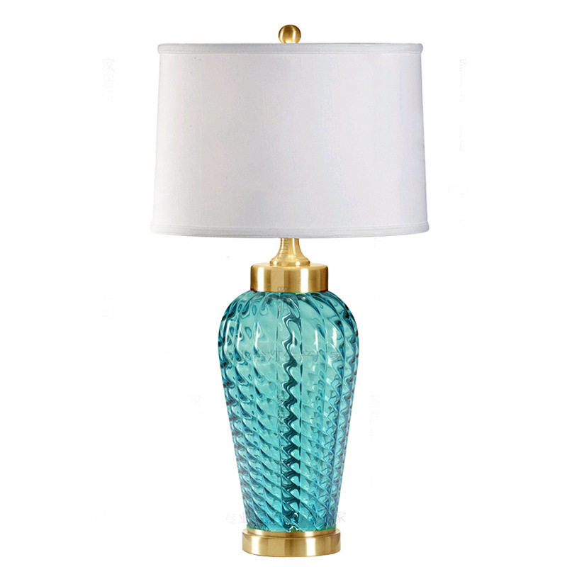 美式乡村蓝色玻璃台灯现代简约样板房创意客厅卧室床头书房装饰灯