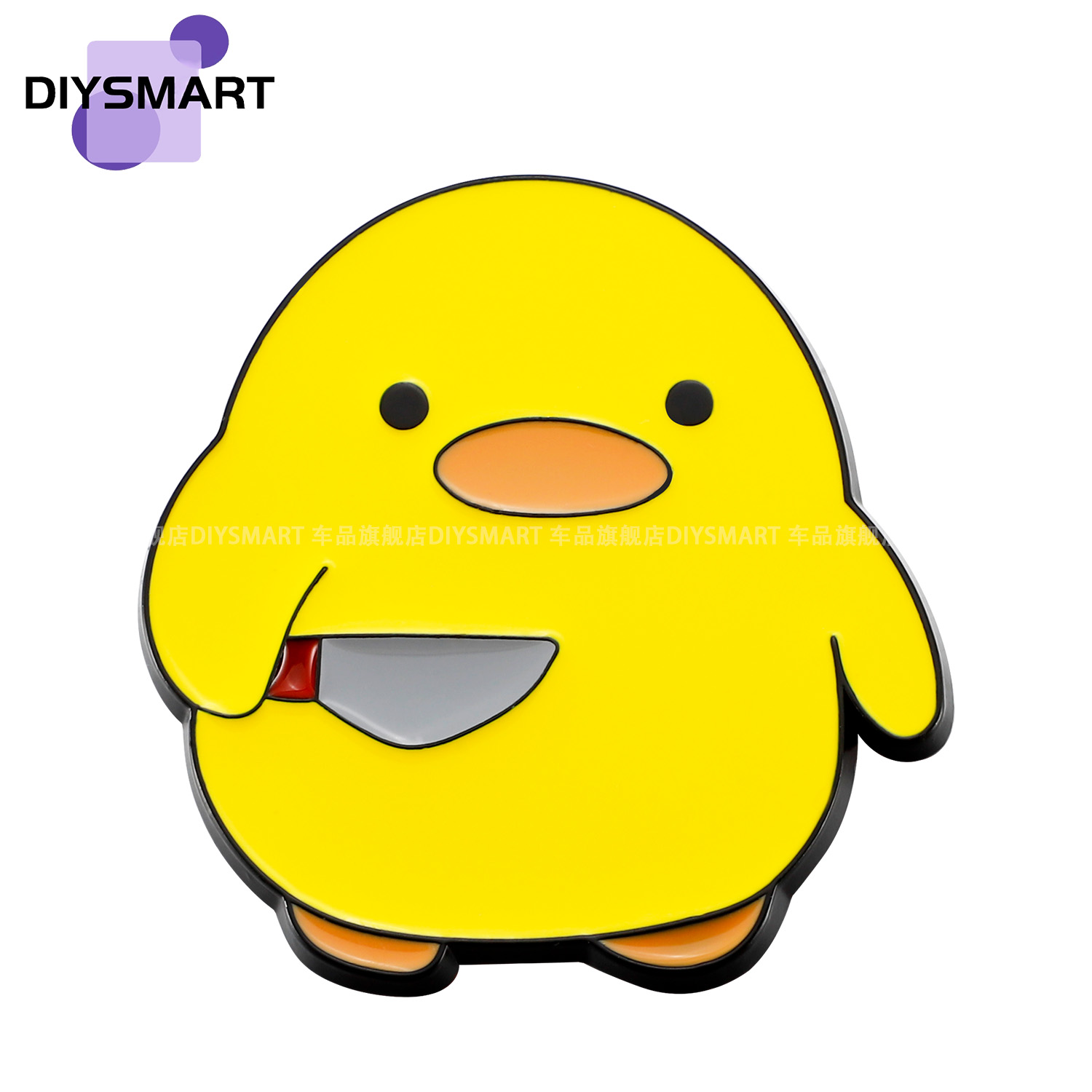 DIYSMART拿刀鸭搞笑立体金属车贴