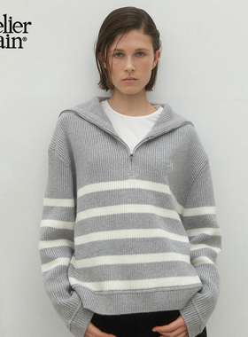 【一枝南南同款】Atelier Nain2025年秋季新款条纹针织衫毛衣女