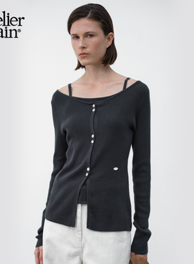 Atelier Nain2025年秋季新款针织开衫时尚小众一字肩设计感上衣女