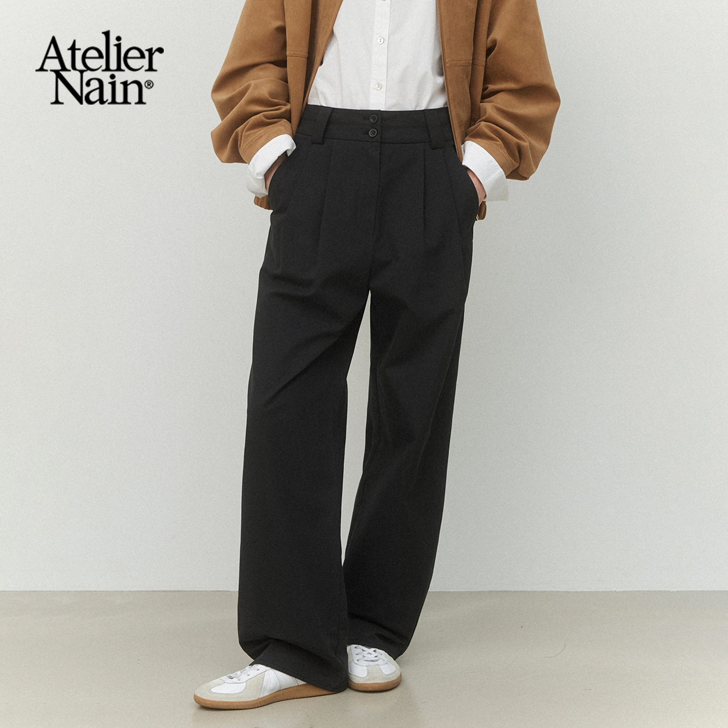Atelier Nain2025年秋季新款高腰直筒阔腿裤高级感休闲裤长裤女