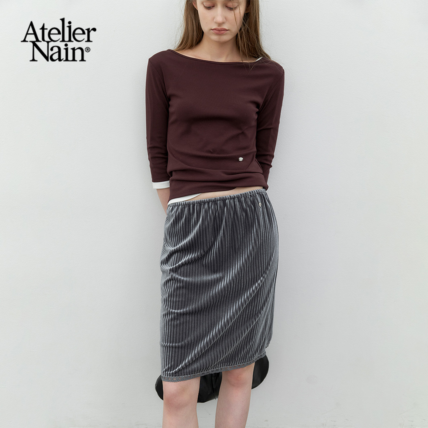 Atelier Nain2026年秋季新款褶皱设计半身裙女通勤百搭松弛感裙子图片