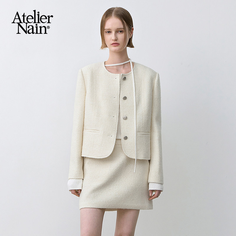 Atelier Nain2026年春夏新款短裙小香风女显瘦百搭A字裙甜美套装