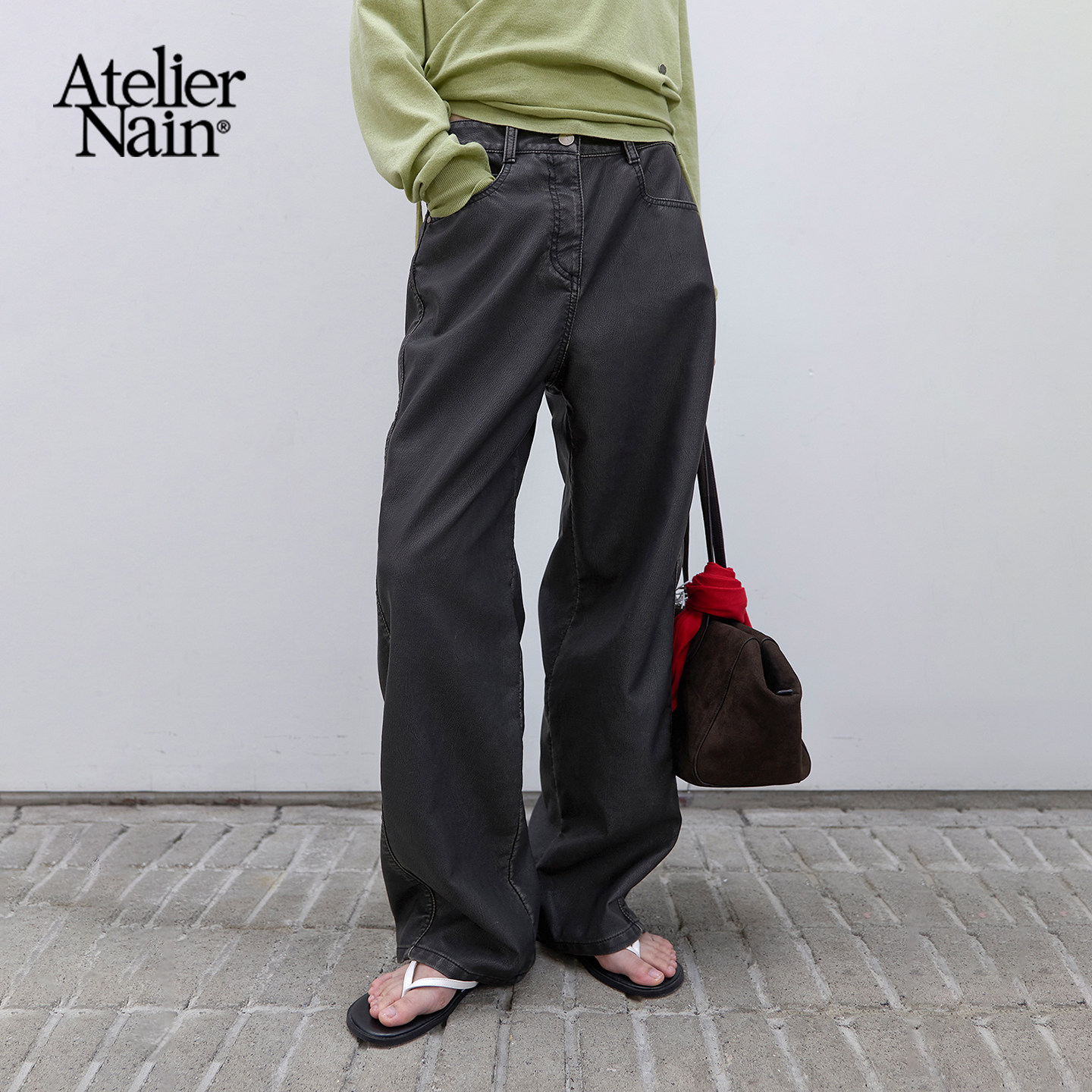 Atelier Nain2026年秋季新款直筒牛仔裤女简约休闲极简风阔腿长裤