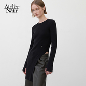 针织套头衫 Atelier 显瘦时尚 开衩设计长袖 Nain2025年秋冬新款 修身