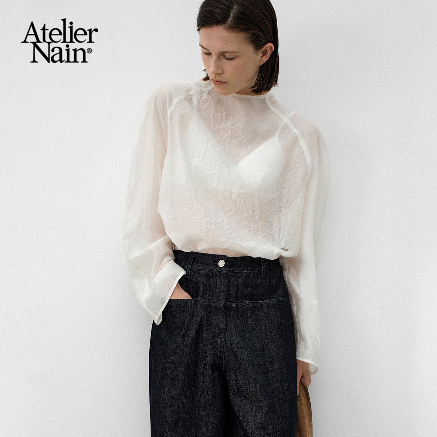 Atelier Nain2025年秋季新款衬衫通勤气质薄款小衫长袖圆领上衣女