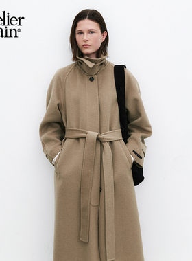 【一枝南南同款】Atelier Nain2025年冬季羊毛围巾大衣毛呢外套女