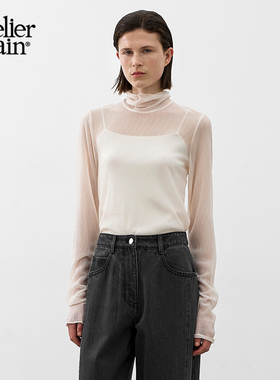 Atelier Nain2025秋季新款简约半高领蕾丝衫时尚百搭打底衫上衣女