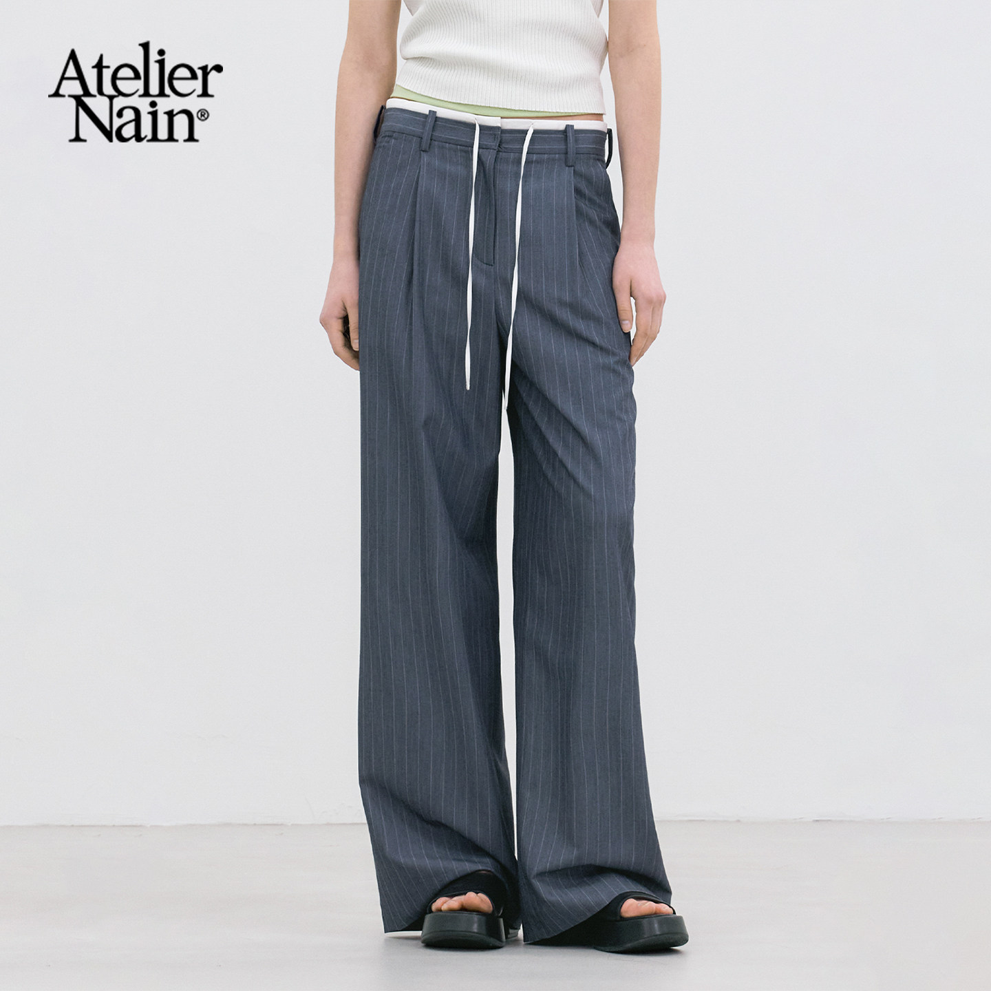 Atelier Nain2026年夏季新款直筒西装裤女高级设计感宽松显瘦长裤
